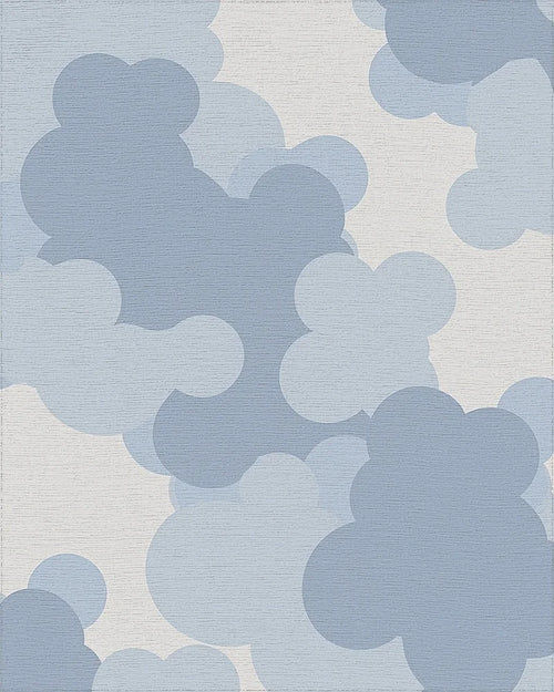 Blue Cloudscape Overlap Soft Shapes Rug - Cutout View