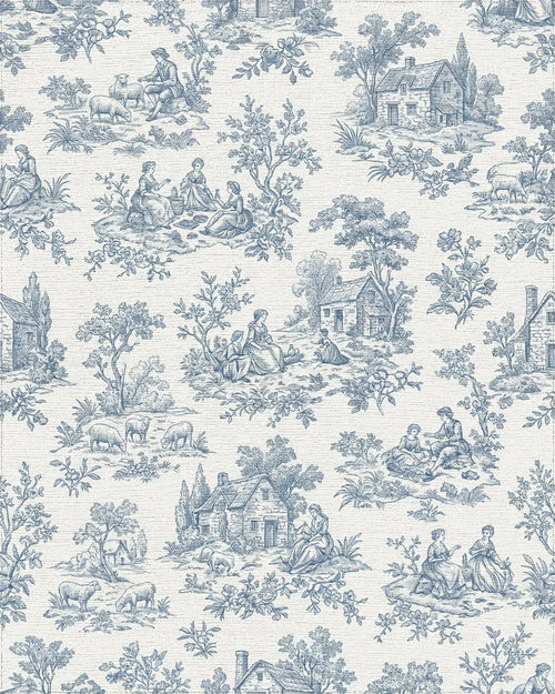 Blue Countryside Scenic Pastoral Life Rug - Cutout View