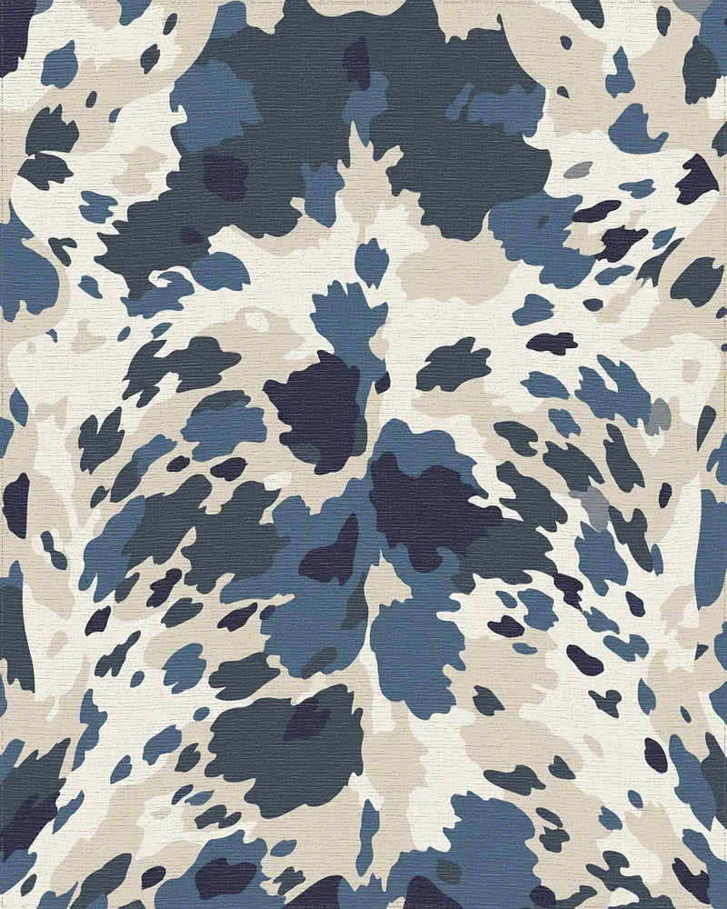 Blue Cream Camo Spots Rug - Cutout View