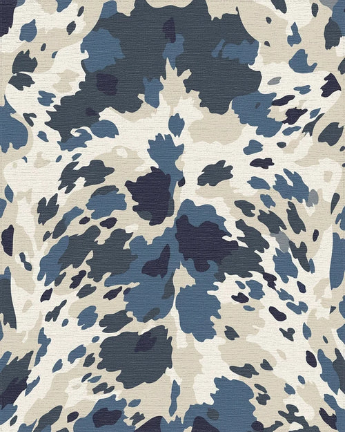 Blue Cream Camo Spots Rug - Cutout View
