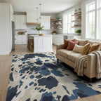 Blue Cream Camo Spots Rug Living Room View