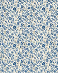 Blue Cream Small Floral Vine Rug - Cutout View