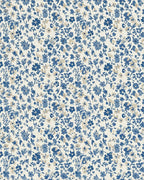 Blue Cream Small Floral Vine Rug - Cutout View