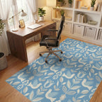 Blue Dove Floral Folk Art Rug Office View