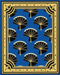 Blue Fan Pattern Art Deco Rug - Cutout View