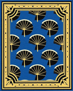 Blue Fan Pattern Art Deco Rug - Cutout View
