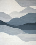 Blue Gray Abstract Layered Landscape Rug - Cutout View