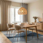 Blue Gray Abstract Layered Landscape Rug - Dining Room View
