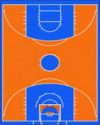 Blue Orange Basketball Court Rug - Cutout View