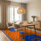 Blue Orange Basketball Court Rug - Dining Room View