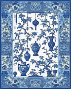 Blue Porcelain Vase Floral Branches Rug - Cutout View