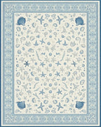 Blue Shell Starfish Coastal All Over Rug - Cutout View