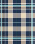 Blue Tan Gray Plaid Square Rug - Cutout View