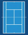 Blue Tennis Court Lines Accent Rug - Cutout View