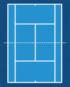 Blue Tennis Court Lines Accent Rug - Cutout View