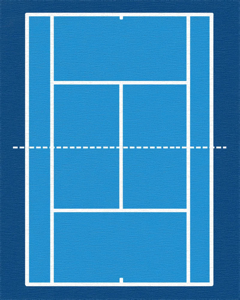 Blue Tennis Court Lines Accent Rug - Cutout View