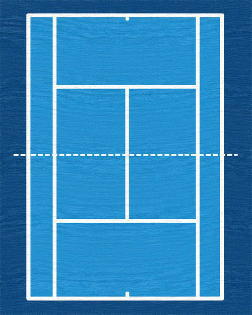 Blue Tennis Court Lines Accent Rug - Cutout View