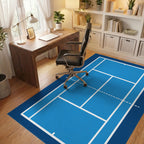 Blue Tennis Court Lines Accent Rug Office View