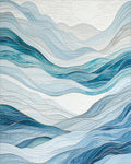 Blue Wave Landscape Abstract Rug - Cutout View