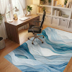 Blue Wave Landscape Abstract Rug - Office View