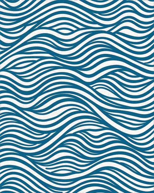 Blue Wavy Stripe Abstract Design Rug - Cutout View