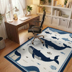 Blue Whale Aquatic Scene Tapestry Rug - Office View
