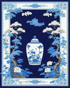 Blue White Chinoiserie Vase Floral Rug - Cutout View
