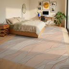Blush Beige Intertwined Organic Forms Rug Bedroom View
