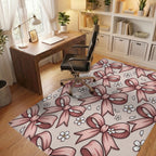 Blush Pink Bow and Floral Blossom Rug Office View