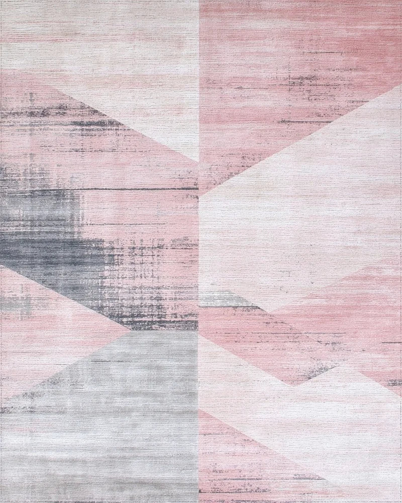 Blush Pink Geometric Abstract Rug - Cutout View