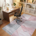 Blush Pink Geometric Abstract Rug - Office View