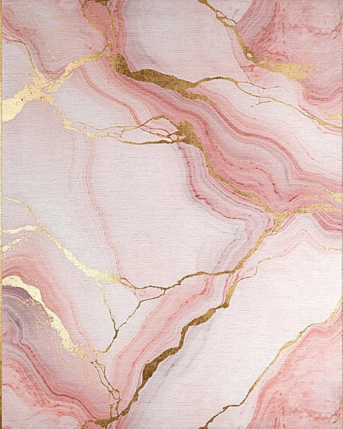 Blush Pink Gold Vein Marble Rug - Cutout View
