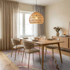 Blush Pink Gold Vein Marble Rug - Dining Room View