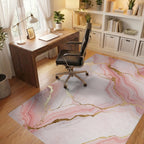 Blush Pink Gold Vein Marble Rug - Office View