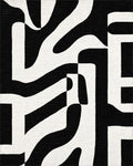 Bold Black Abstract Organic Forms Rug - Cutout View