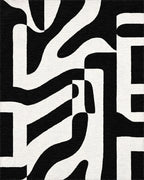 Bold Black Abstract Organic Forms Rug - Cutout View