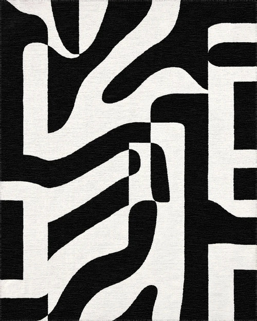 Bold Black Abstract Organic Forms Rug - Cutout View