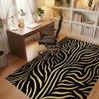 Bold Black Golden Zebra Stripes Rug - Office View