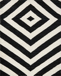 Bold Black White Diamond Zigzag Rug - Cutout View