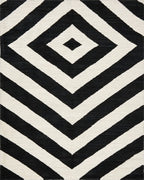 Bold Black White Diamond Zigzag Rug - Cutout View
