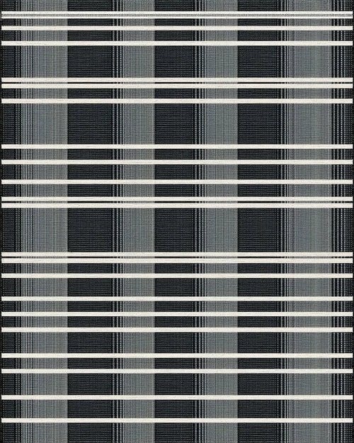 Bold Black White Horizontal Lattice Rug - Cutout View