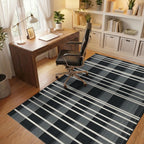 Bold Black White Horizontal Lattice Rug - Office View
