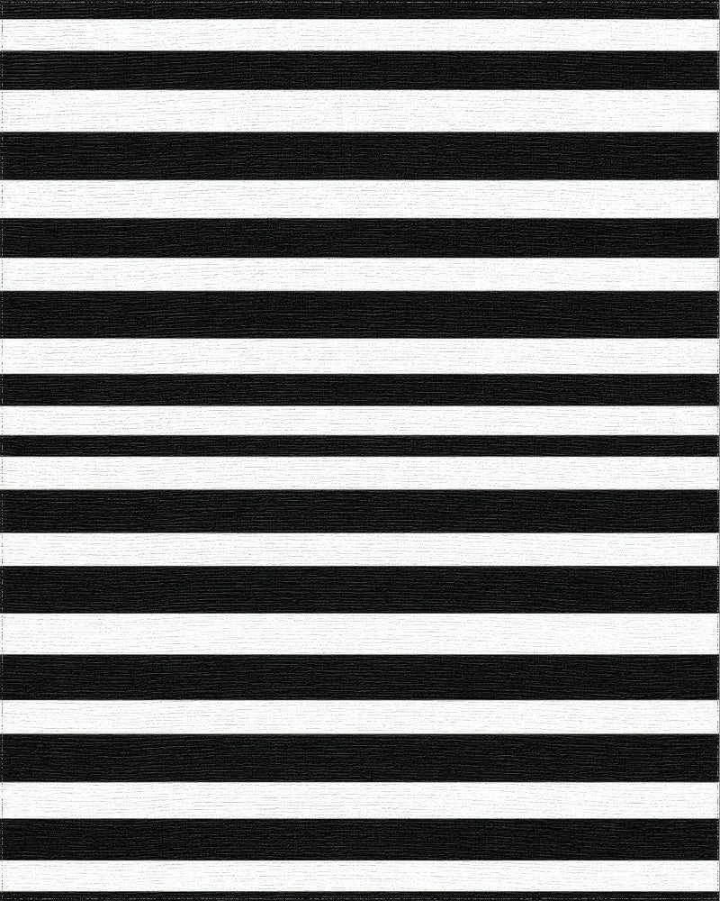 Bold Black White Horizontal Striped Rug - Cutout View