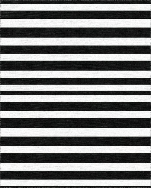 Bold Black White Horizontal Striped Rug - Cutout View