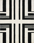 Bold Black White Line Segment Rug - Cutout View