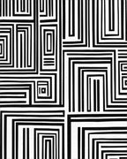 Bold Black White Rectangular Maze Rug - Cutout View