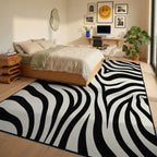 Bold Black White Zebra Stripes Rug Bedroom View