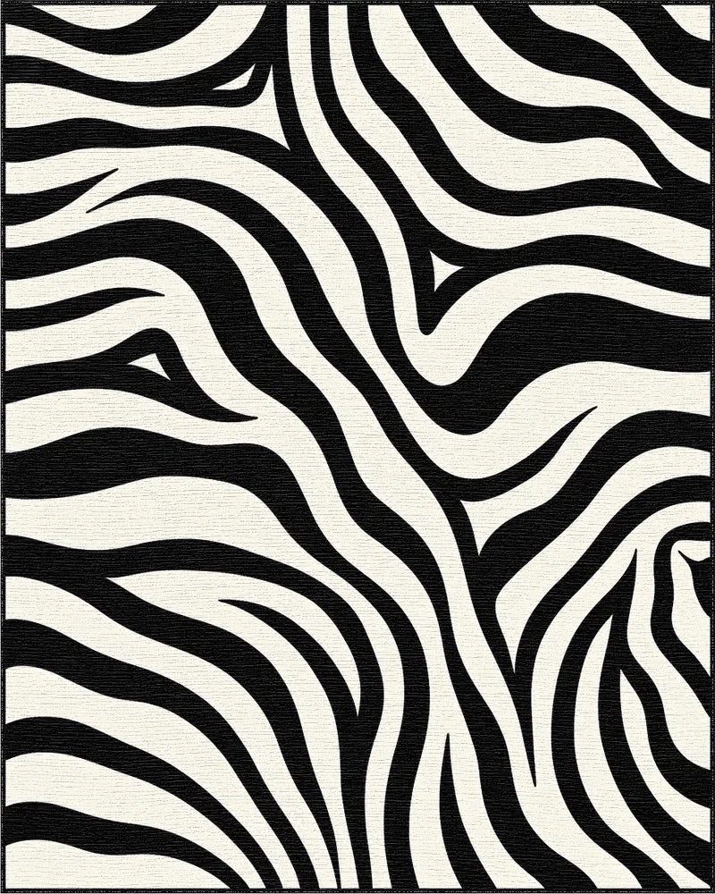 Bold Black White Zebra Stripes Rug - Cutout View
