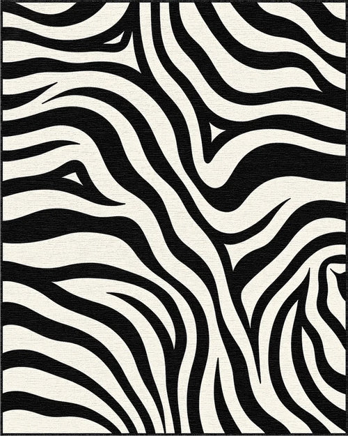 Bold Black White Zebra Stripes Rug - Cutout View