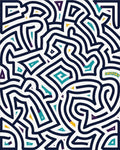 Bold Blue Interlocking Geometric Fragment Rug - Cutout View